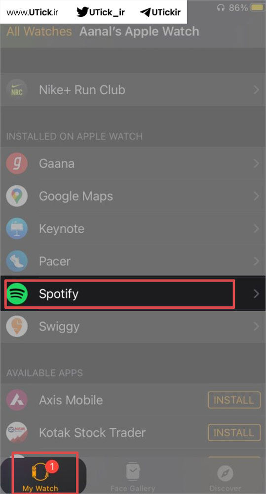 اسپاتیفای برای اپل واچ