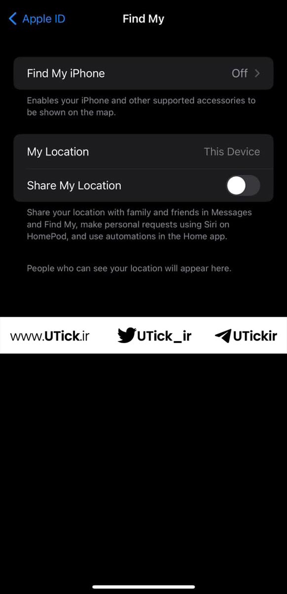 نحوه خاموش كردن Find my iphone